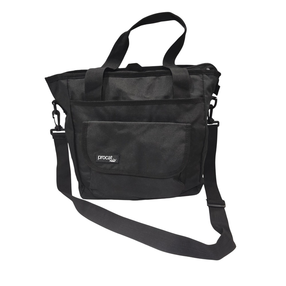Puma Procat Tote Bag Unisex Black Canvas Crossbody Messenger Sport Lifestyle
